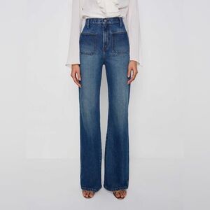 Reformation Alyssa High Rise Wide Leg Long Jeans Blue 26